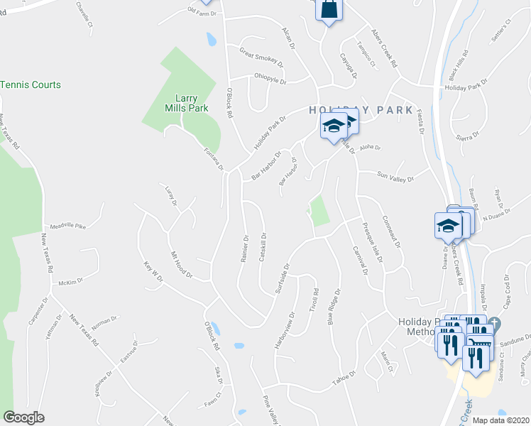 map of restaurants, bars, coffee shops, grocery stores, and more near 525 Catskill Drive in Pittsburgh