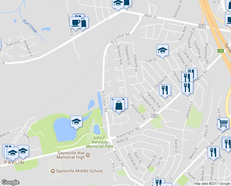 map of restaurants, bars, coffee shops, grocery stores, and more near 14 Chelsea Court in Sayreville