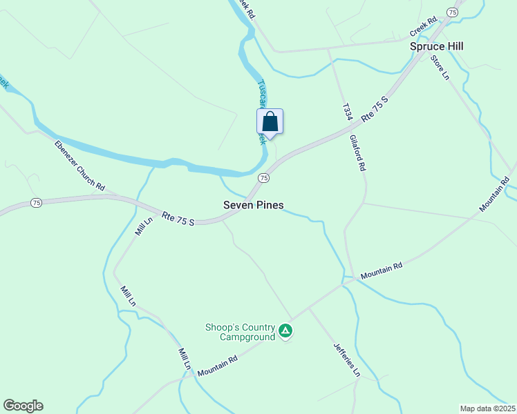 map of restaurants, bars, coffee shops, grocery stores, and more near 20304 Pennsylvania 75 in Port Royal