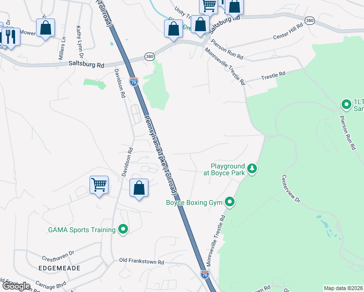 map of restaurants, bars, coffee shops, grocery stores, and more near 909 Douglas Drive in Pittsburgh
