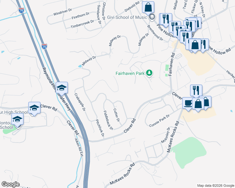map of restaurants, bars, coffee shops, grocery stores, and more near 5034 Julia Lane in McKees Rocks
