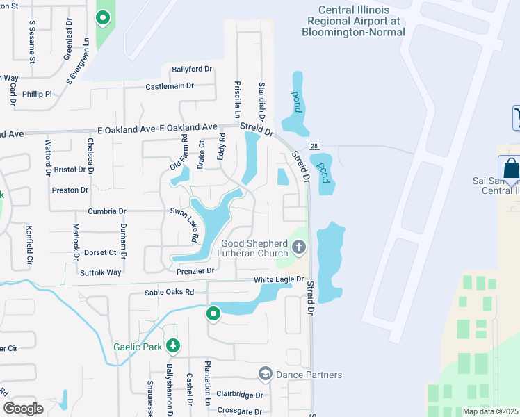 map of restaurants, bars, coffee shops, grocery stores, and more near 3402 Stark Drive in Bloomington