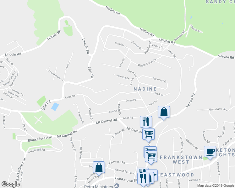map of restaurants, bars, coffee shops, grocery stores, and more near 7882 Mark Drive in Verona
