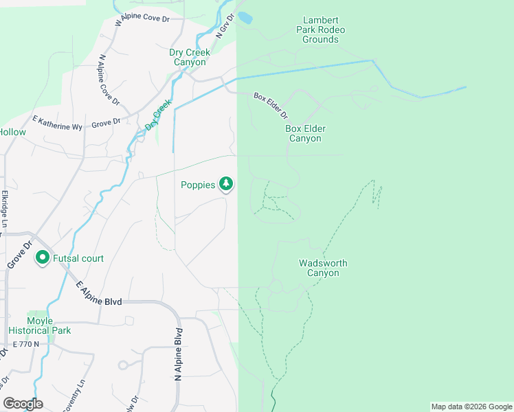 map of restaurants, bars, coffee shops, grocery stores, and more near 13125 Prospector Way in Alpine