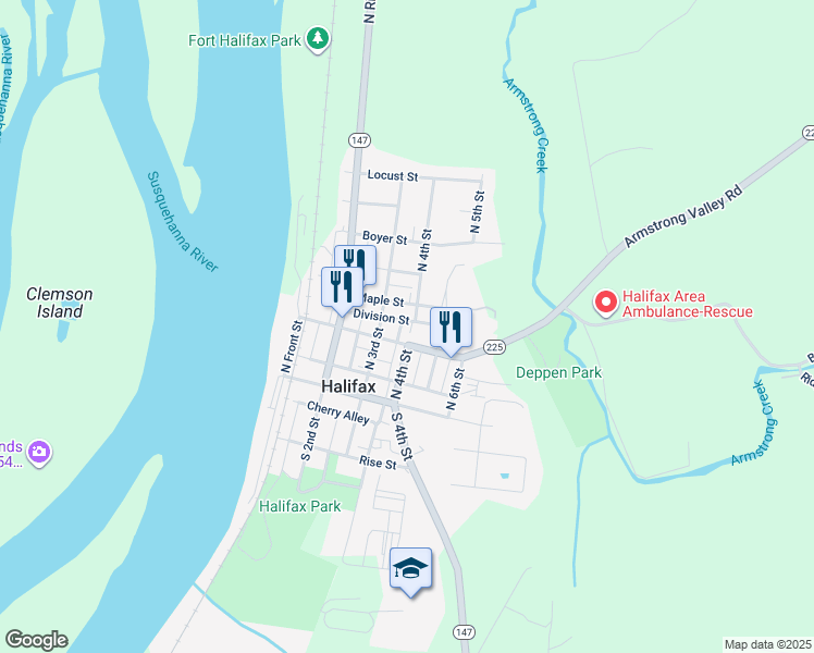 map of restaurants, bars, coffee shops, grocery stores, and more near 322 Armstrong Street in Halifax