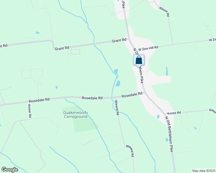 map of restaurants, bars, coffee shops, grocery stores, and more near 2250 Rosedale Road in Quakertown