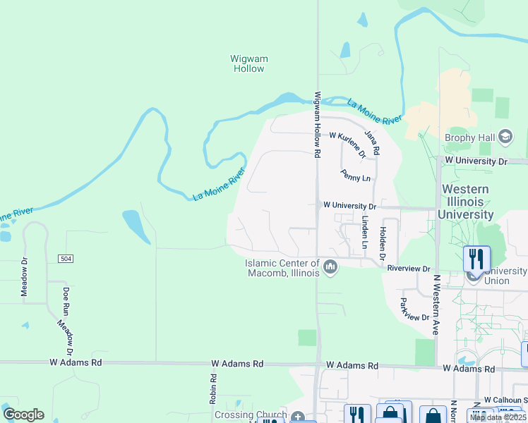 map of restaurants, bars, coffee shops, grocery stores, and more near 899 Glen Oak Street in Macomb