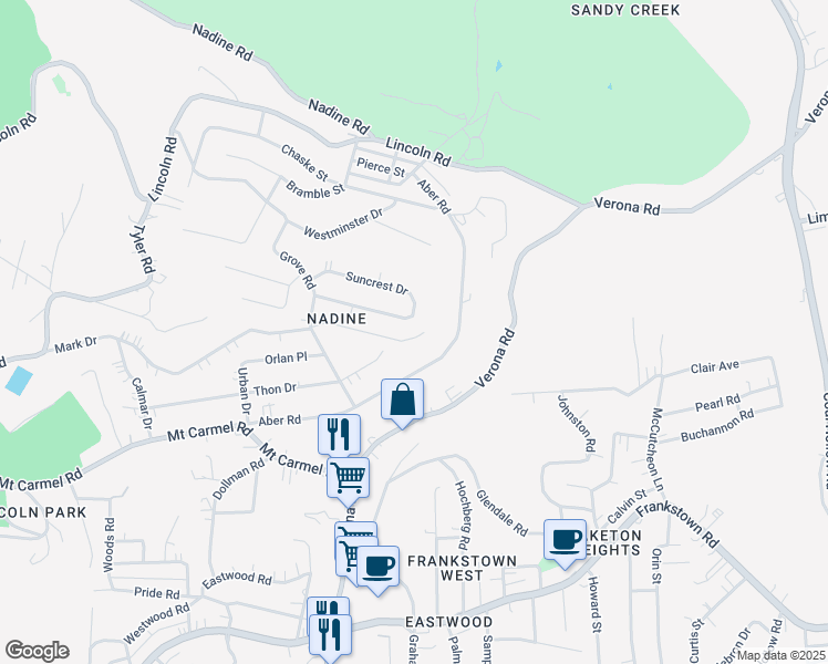 map of restaurants, bars, coffee shops, grocery stores, and more near 8058 Mark Drive in Verona