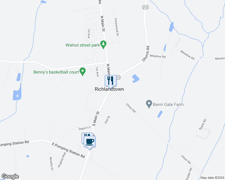 map of restaurants, bars, coffee shops, grocery stores, and more near 5 Union Street East in Richlandtown