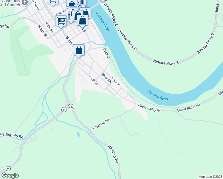 map of restaurants, bars, coffee shops, grocery stores, and more near 614 State Route 1013 in Newport