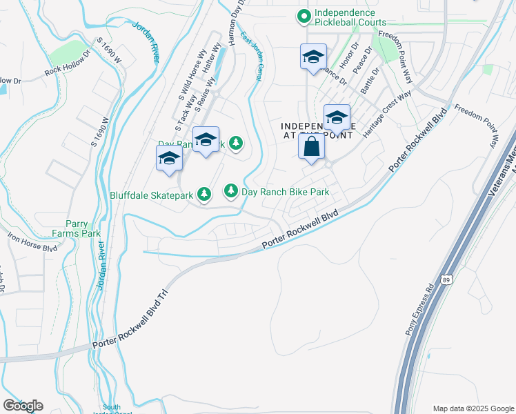 map of restaurants, bars, coffee shops, grocery stores, and more near 15482 South Revolutionary Way in Bluffdale