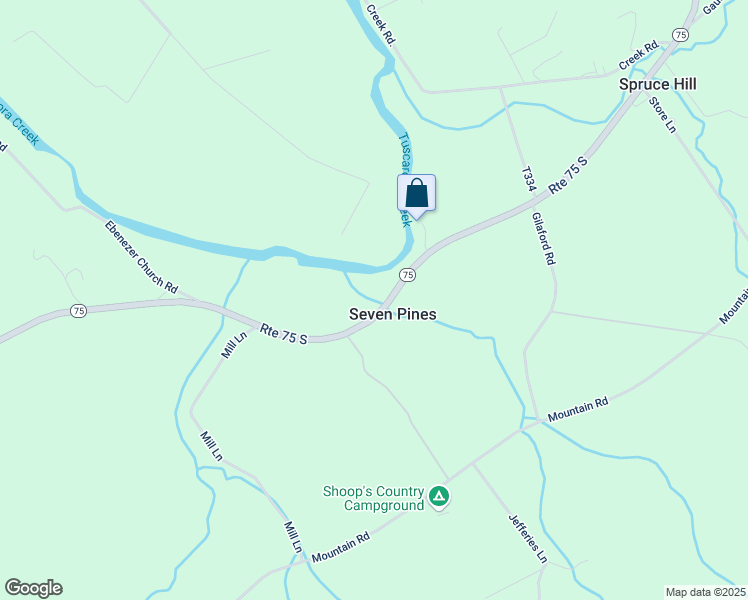map of restaurants, bars, coffee shops, grocery stores, and more near 20304 Pennsylvania 75 in Port Royal