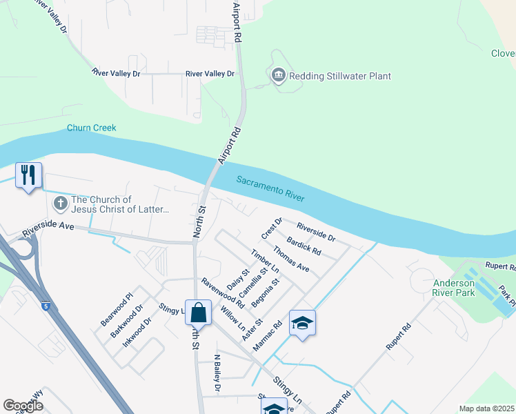 map of restaurants, bars, coffee shops, grocery stores, and more near 3500 River Cove Lane in Anderson