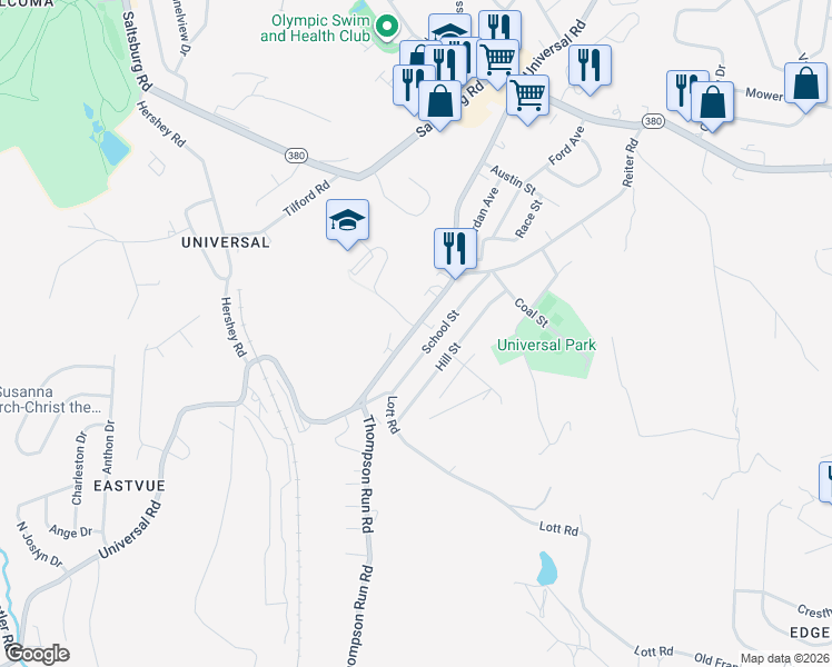 map of restaurants, bars, coffee shops, grocery stores, and more near 2410 Main Street in Pittsburgh
