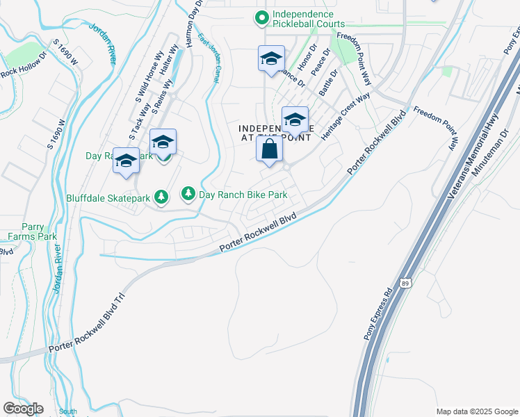 map of restaurants, bars, coffee shops, grocery stores, and more near 1013 Sapphire Peak Drive in Bluffdale