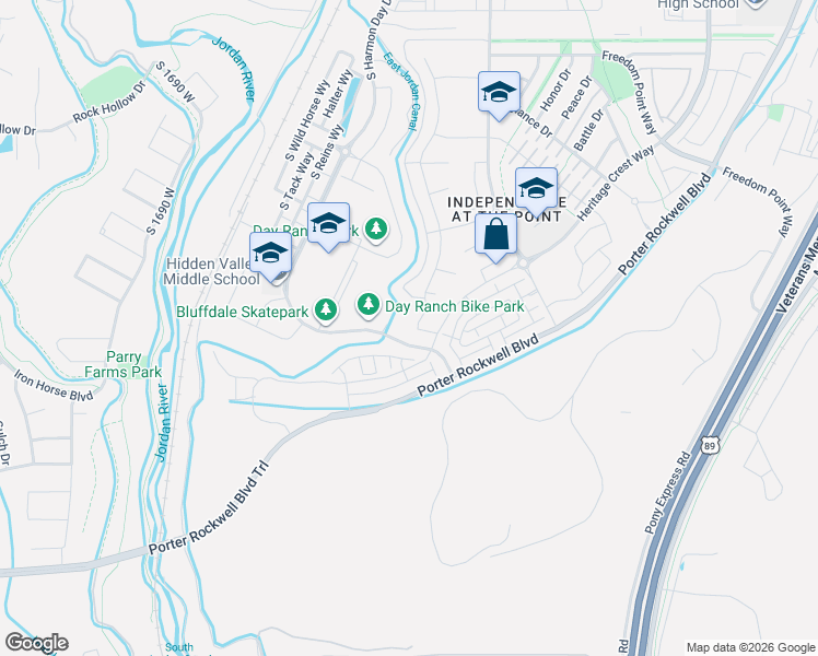 map of restaurants, bars, coffee shops, grocery stores, and more near 15482 South Revolutionary Way in Bluffdale