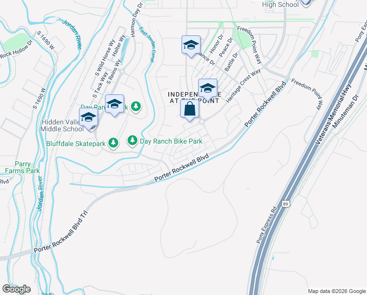 map of restaurants, bars, coffee shops, grocery stores, and more near 1006 Sapphire Peak Drive in Bluffdale