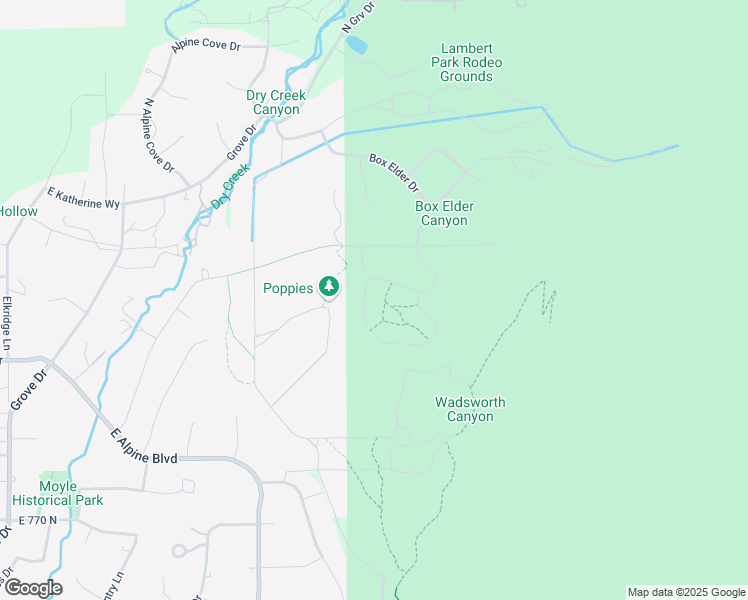 map of restaurants, bars, coffee shops, grocery stores, and more near 13104 Prospector Way in Alpine