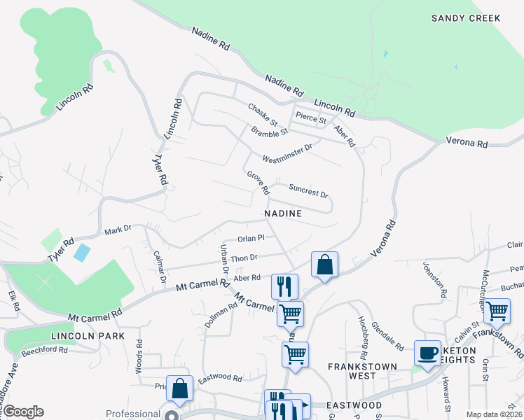 map of restaurants, bars, coffee shops, grocery stores, and more near 7925 Mark Drive in Verona