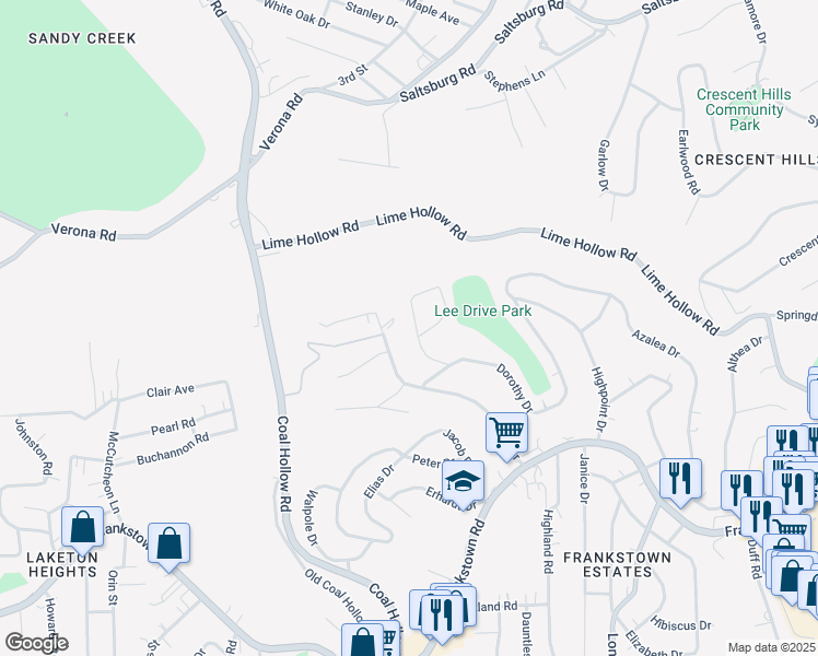 map of restaurants, bars, coffee shops, grocery stores, and more near 440 Lee Drive in Pittsburgh