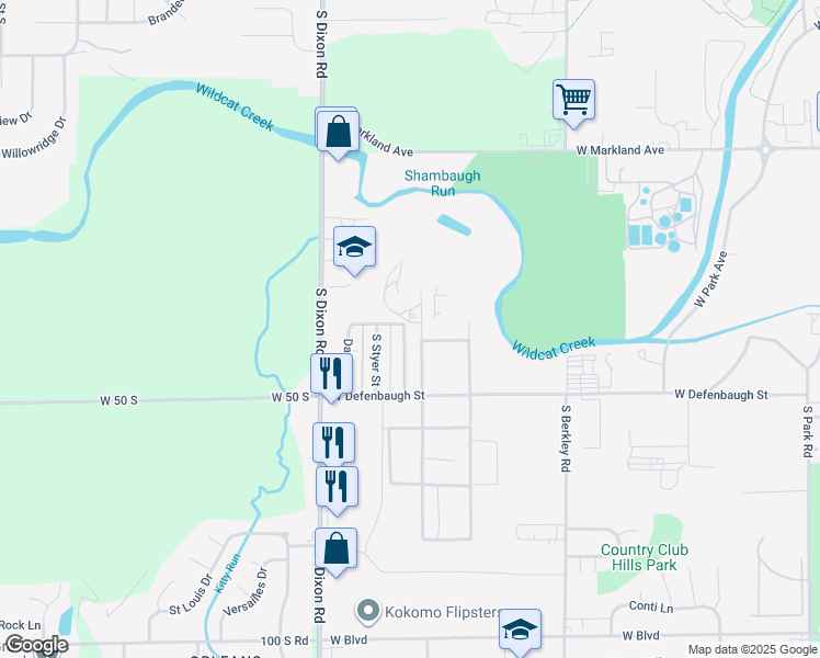 map of restaurants, bars, coffee shops, grocery stores, and more near 1306 Belmont Avenue in Kokomo