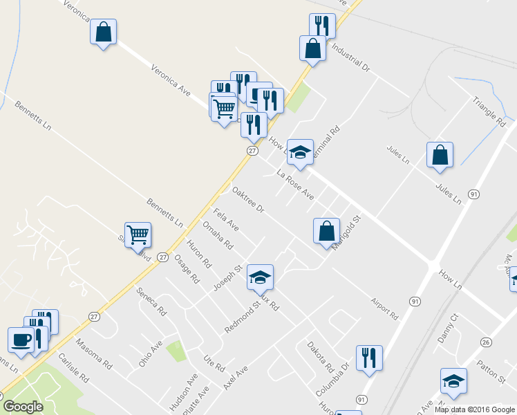 map of restaurants, bars, coffee shops, grocery stores, and more near 1435 Oak Tree Drive in North Brunswick