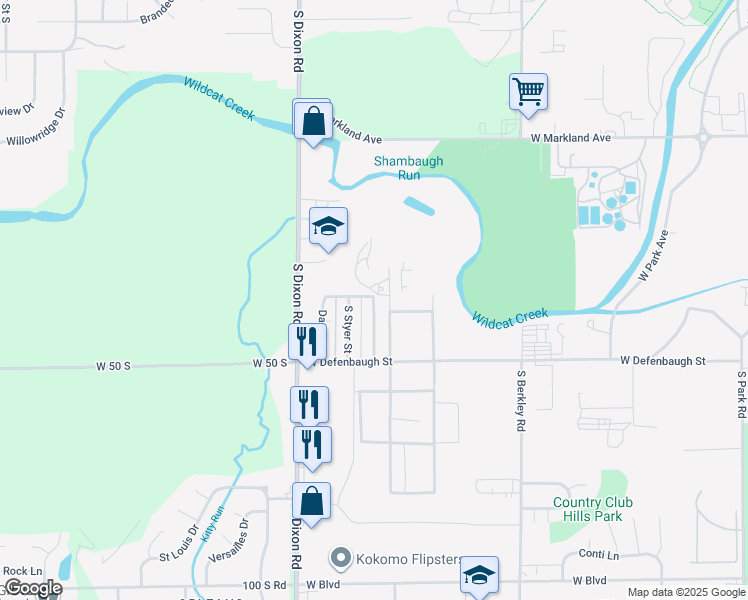 map of restaurants, bars, coffee shops, grocery stores, and more near 1306 Belmont Avenue in Kokomo