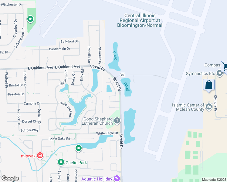 map of restaurants, bars, coffee shops, grocery stores, and more near 19 Andy Court in Bloomington