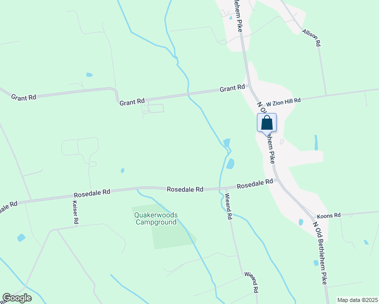 map of restaurants, bars, coffee shops, grocery stores, and more near 2250 Rosedale Road in Quakertown
