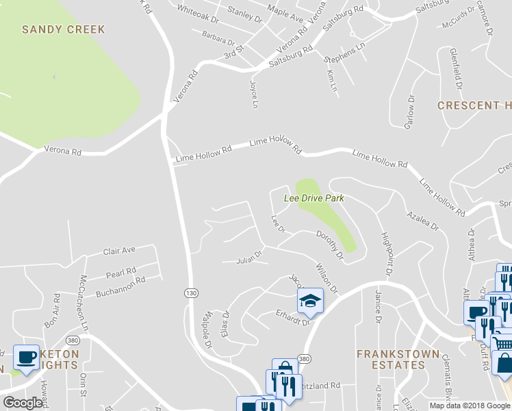 map of restaurants, bars, coffee shops, grocery stores, and more near 484 Wilson Drive in Pittsburgh