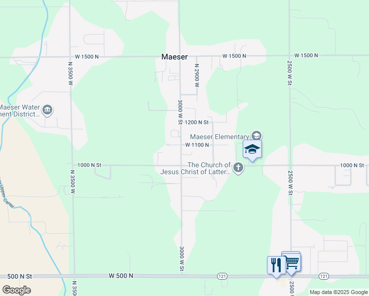 map of restaurants, bars, coffee shops, grocery stores, and more near 1078 3000 West Street in Vernal