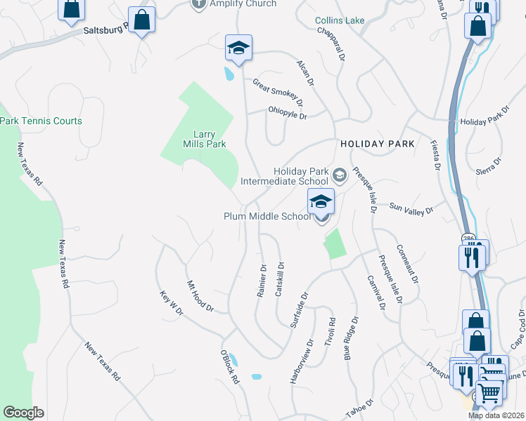 map of restaurants, bars, coffee shops, grocery stores, and more near 1660 O'Block Road in Pittsburgh