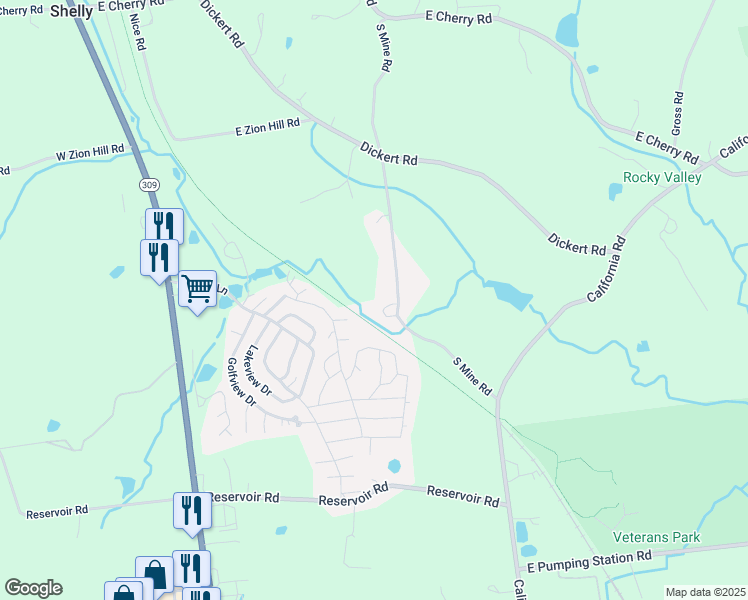 map of restaurants, bars, coffee shops, grocery stores, and more near 88 South Mine Road in Quakertown