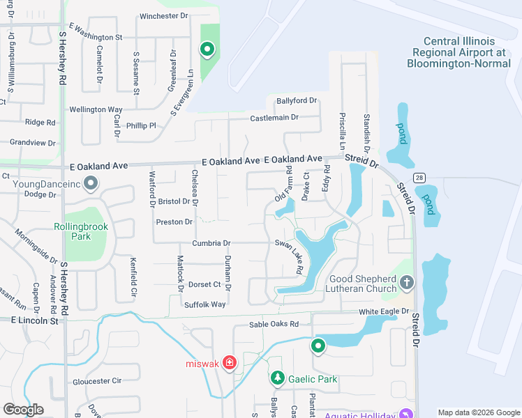 map of restaurants, bars, coffee shops, grocery stores, and more near 608 Old Farm Road in Bloomington