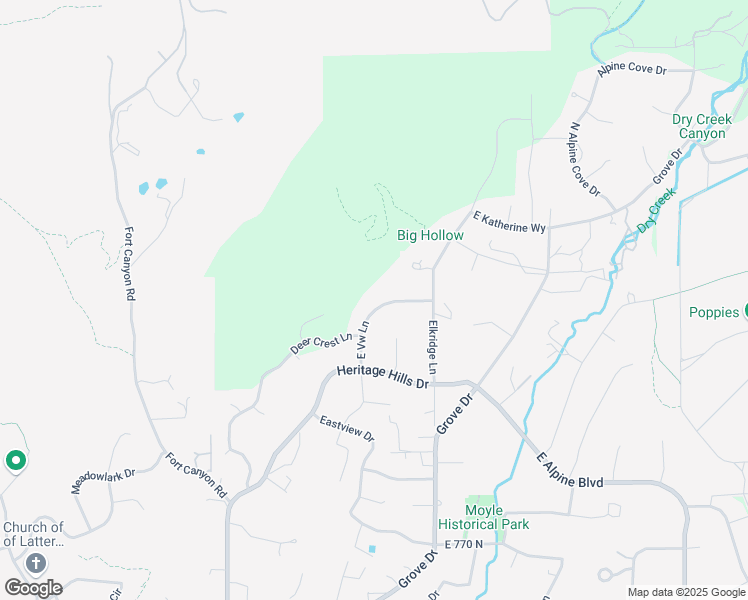 map of restaurants, bars, coffee shops, grocery stores, and more near 1333 Eastview Lane in Alpine