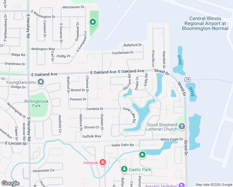 map of restaurants, bars, coffee shops, grocery stores, and more near 608 Old Farm Road in Bloomington