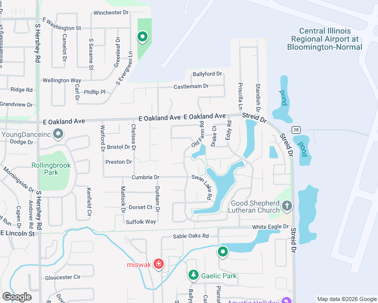 map of restaurants, bars, coffee shops, grocery stores, and more near 608 Old Farm Road in Bloomington