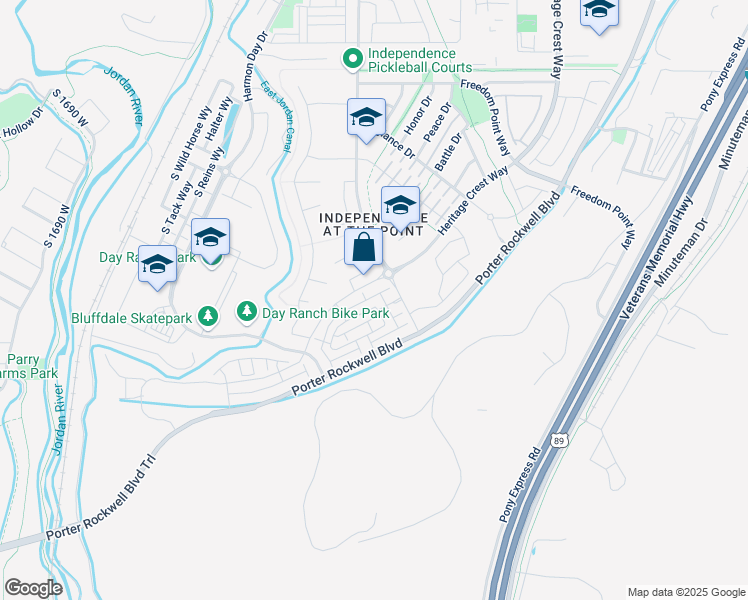 map of restaurants, bars, coffee shops, grocery stores, and more near 981 Cyan Valley Way in Bluffdale