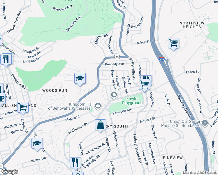 map of restaurants, bars, coffee shops, grocery stores, and more near 2641 Linwood Avenue in Pittsburgh
