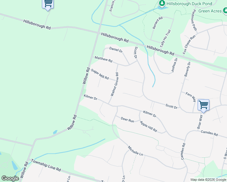 map of restaurants, bars, coffee shops, grocery stores, and more near 8 Walnut Grove Road in Somerset County