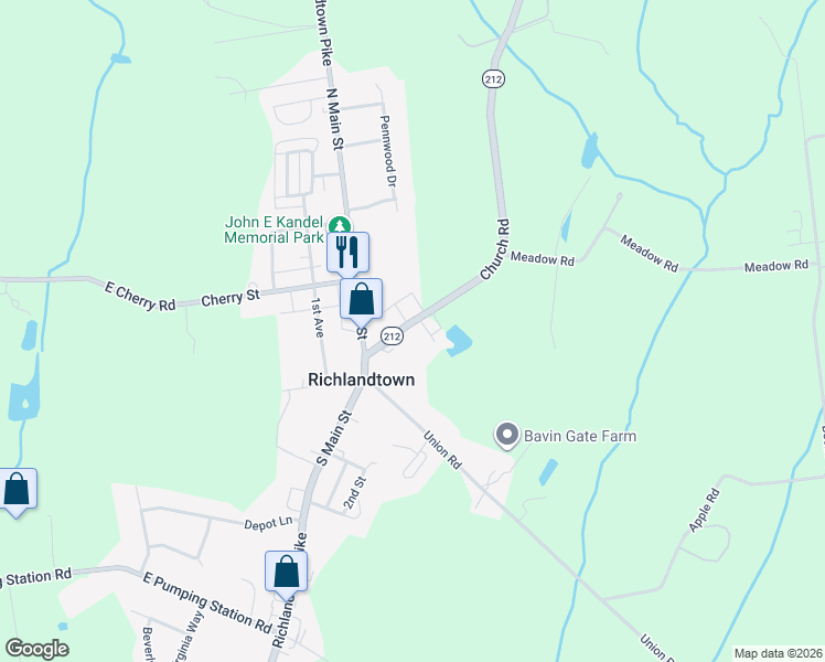 map of restaurants, bars, coffee shops, grocery stores, and more near 16 Church Road in Richlandtown