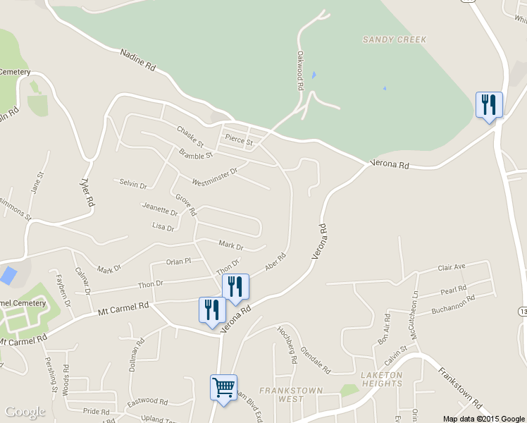 map of restaurants, bars, coffee shops, grocery stores, and more near 222 Suncrest Dr in Verona