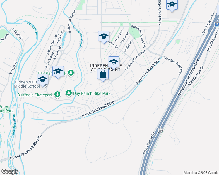 map of restaurants, bars, coffee shops, grocery stores, and more near 982 Cyan Valley Way in Bluffdale