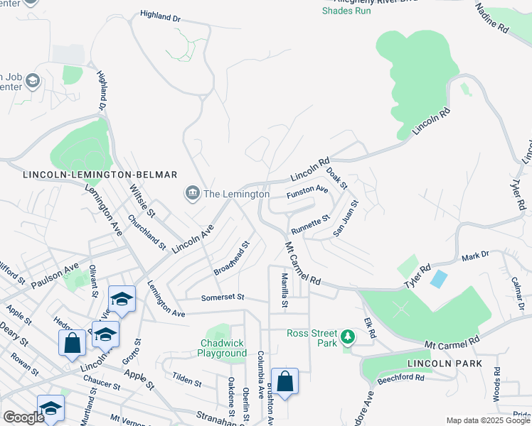map of restaurants, bars, coffee shops, grocery stores, and more near 253 Travella Boulevard in Pittsburgh