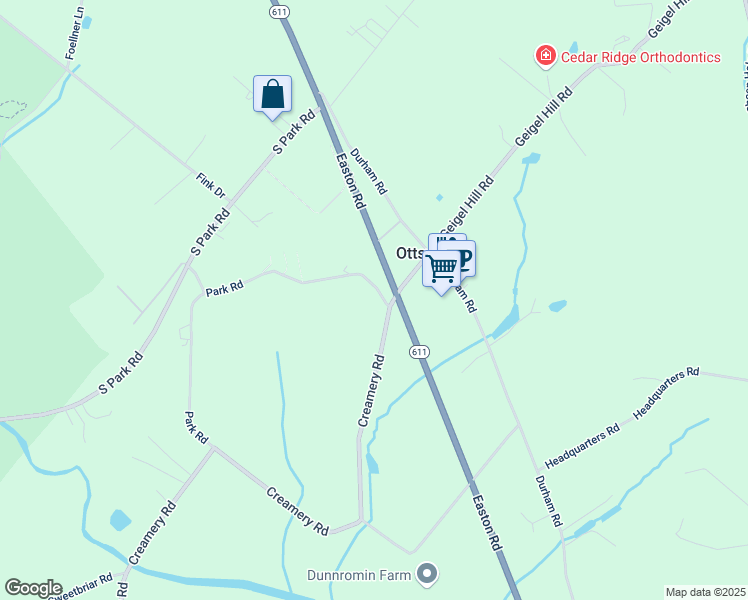 map of restaurants, bars, coffee shops, grocery stores, and more near 4 Park Road in Ottsville