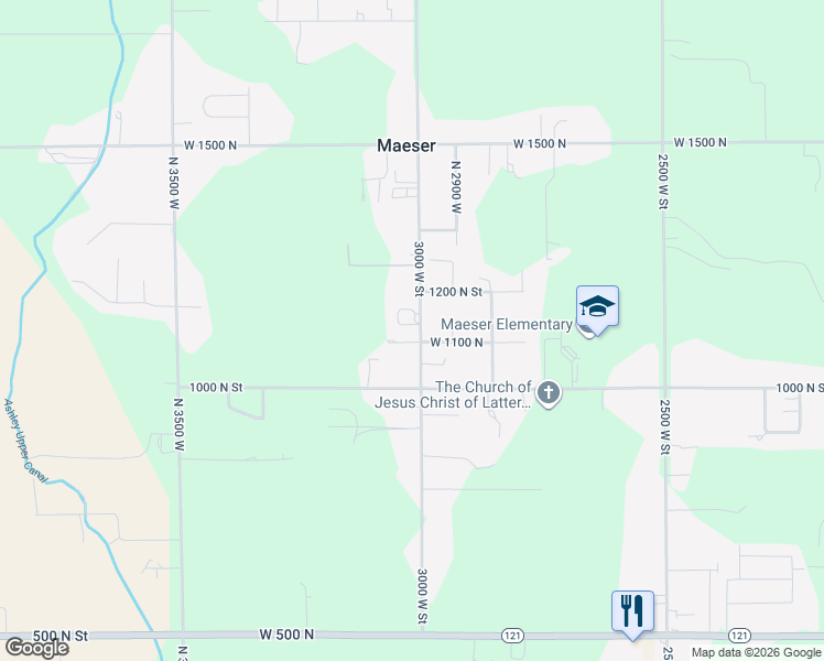 map of restaurants, bars, coffee shops, grocery stores, and more near 1101 3000 West Street in Vernal