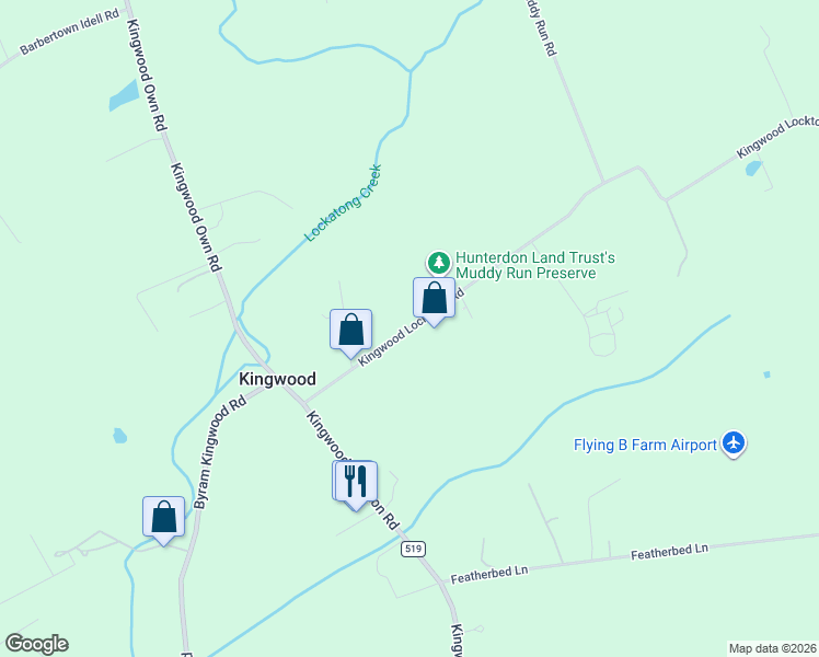 map of restaurants, bars, coffee shops, grocery stores, and more near 197 Kingwood Locktown Road in Stockton