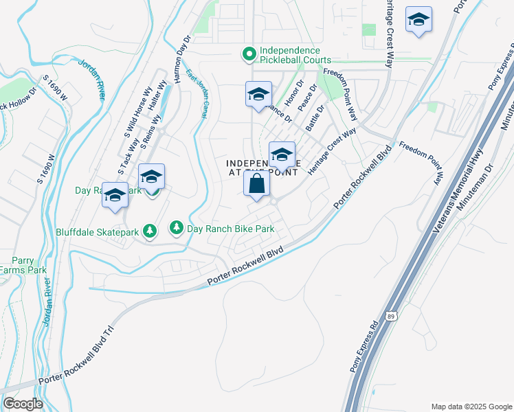 map of restaurants, bars, coffee shops, grocery stores, and more near 14823 South Heritage Crest Way in Bluffdale