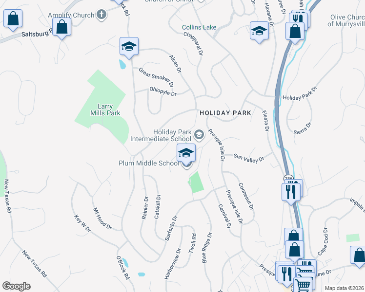 map of restaurants, bars, coffee shops, grocery stores, and more near 743 Bar Harbor Drive in Pittsburgh