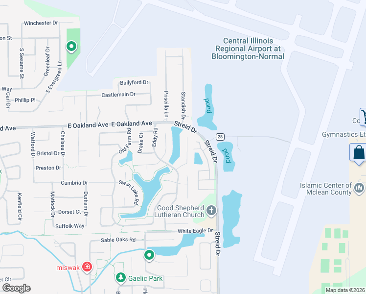 map of restaurants, bars, coffee shops, grocery stores, and more near 19 Rock Garden Court in Bloomington